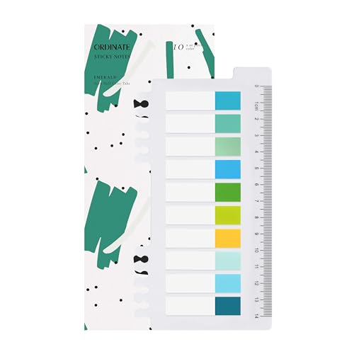 Bonbon Serie Haftmarker | Ordinate 200 Stück Sticky Notes | Transparent Haftnotizen zum Markieren | Haftstreifen | Seitenmarkieren | Ästhetischer Haftnotizzettel | Planner Sticker (H - Emerald-Half) von Ordinate