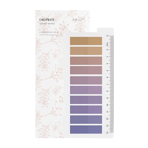 Ordinate 200 Stück Sticky Notes, Transparent Haftnotizen zum Markieren, Haftstreifen, Seitenmarkieren, Ästhetischer Haftnotizzettel, Full Color of Gradient (D-200 Stück Champagne Plum) von Ordinate