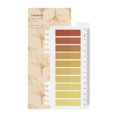 Ordinate 200 Stück Sticky Notes, Transparent Haftnotizen zum Markieren, Haftstreifen, Seitenmarkieren, Ästhetischer Haftnotizzettel, Full Color of Gradient (F-200 Stück Tangerine Gold) von Ordinate