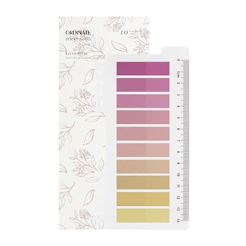 Ordinate 200 Stück Sticky Notes, Transparent Haftnotizen zum Markieren, Haftstreifen, Seitenmarkieren, Ästhetischer Haftnotizzettel, Full Color of Gradient (J-200 Stück Blush Petal) von Ordinate