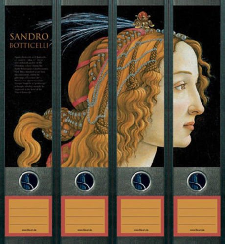 Ordnerrücken breit 4er Set Ordner Sandro Boticelli Woman Aufkleber Etiketten Deko 461 von Ordnerrücken breit