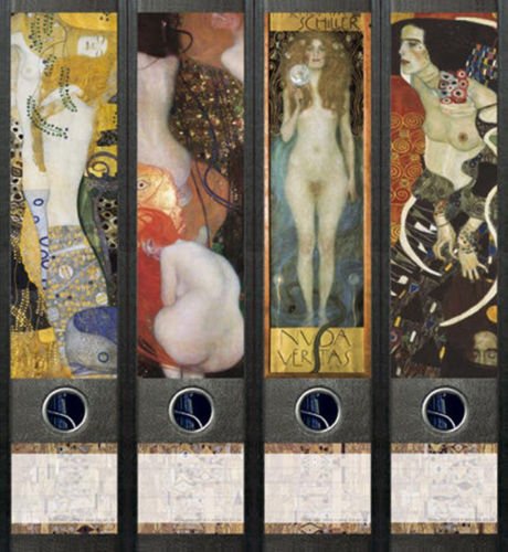 Ordnerrücken breit 4er Set Klimt Labels Deko Etiketten von Ordnerrücken breit