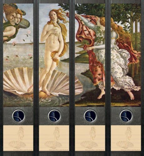 Ordnerrücken breit 4er Set Ordner Sandro Botticelli Aufkleber Etiketten Deko 072 von Ordnerrücken breit