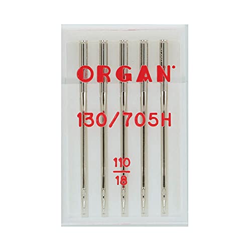Organ Needles 5105110 Maschinennadeln, Silber, 110/18 Größe, 5 Count von Organ Needles