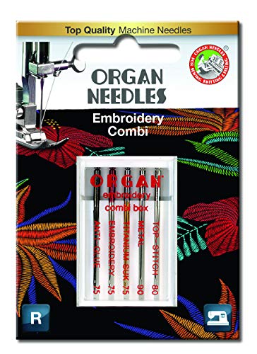 Organ Needles 5118000BL Nadeln Blisterpackung, Gold/Silber/Schwarz, Ein Größe, 5 Count von Organ Needles
