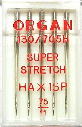Organ 5 Nähmaschinen Nadeln HA x 1 SP/St. 75 Super Stretch (für System 130/705H) Haushaltsnähmaschinen von Organ