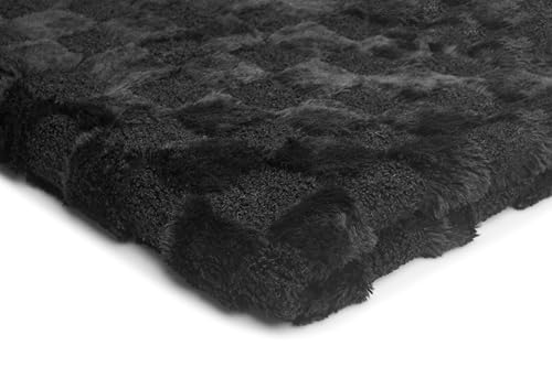 Kunstfell Schachbrett, Sherpa, bunte Quadrate, meterwaren Textilien, 50 x 160 cm (Schwarz) von Orient Fashion