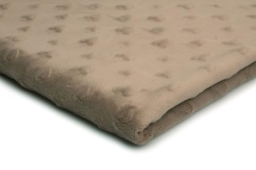 Minkee flauschiger Plüschstoff mit geprägten Herzen 50x155 cm (Caffe Latte) von Orient Fashion