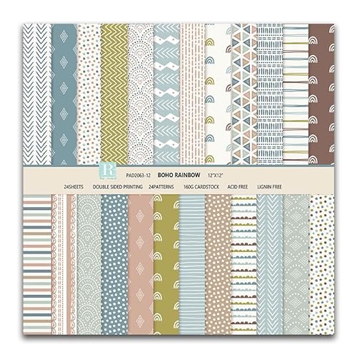 12 Muster 24 Blatt Scrapbook Papierblock, Doppelseitiges Scrapbooking Papier, Handbuchkarten Hintergrundpapier für DIY Fotoalbum, Kartenherstellung, handgefertigtes Basteldesign, 30.5 x 30.5 cm (B) von Oriental riverkit