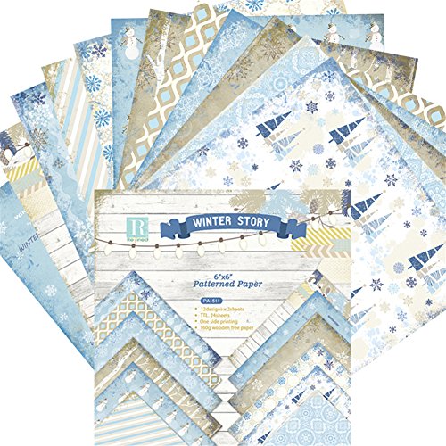 Oriental Riverkit 24 Stück Papier-Motive, Scrapbooking, Eis- und Schneemotiv, bedruckte Blätter, Hintergrundpapier, Karte 15,2 x 15,2 cm von Oriental riverkit