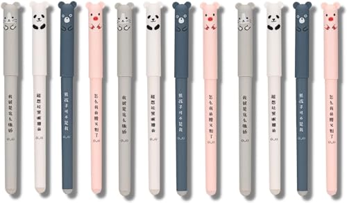 Oriental riverkit Gelschreiber Kugelschreiber 4 Süße Schweine Panda Löschbare Gel Stift Schwarz Blau 0,35 Mm Tintenschreiber Für Studenten, Schreibwaren, Büro (12 pcs) von Oriental riverkit