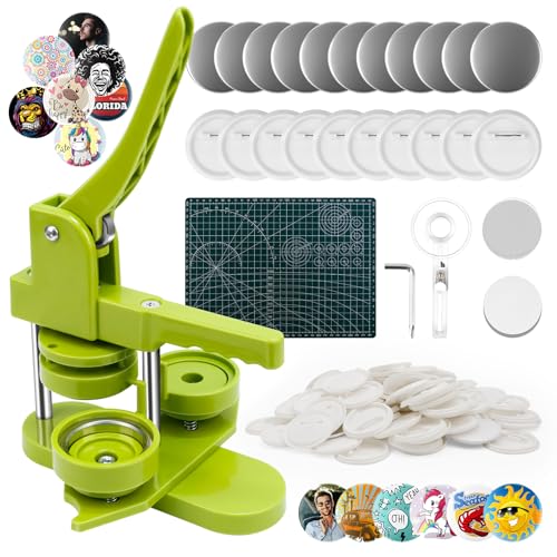 Buttonmaschine 58mm, Orifesio Button Maker mit 100 Zubehör & Kreisschneider, Button Badge Press Maschine, Pin Maker Machine 2,25 Zoll, Buttons Selber Machen, DIY Abzeichen Button Maschine Set von Orifesio