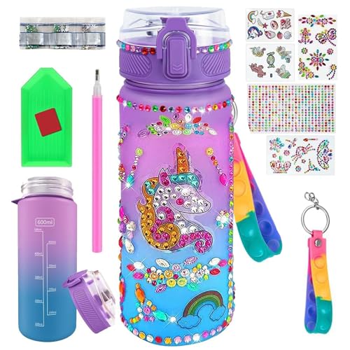 Personalisierbare Trinkflasche Einhorn für Kinder | Komplettset mit Zubehör, Stickern | 60 cl BPA Frei Flasche | Diamond Painting, Spiel und Spaß für Mädchen und Jungen | OriginalCorner® von Original Cup