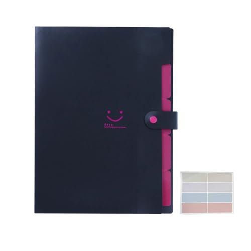 1 Stück Fächermappe A4 Mit 5 Fächer, Datei Organizer mit Etiketten, Postmappe Ordnungsmappe A4, Ordnungsmappe Mappen Ordnersystem, Document Organizer Für Zuhause,Büro, Schule (Black) von Ormromra