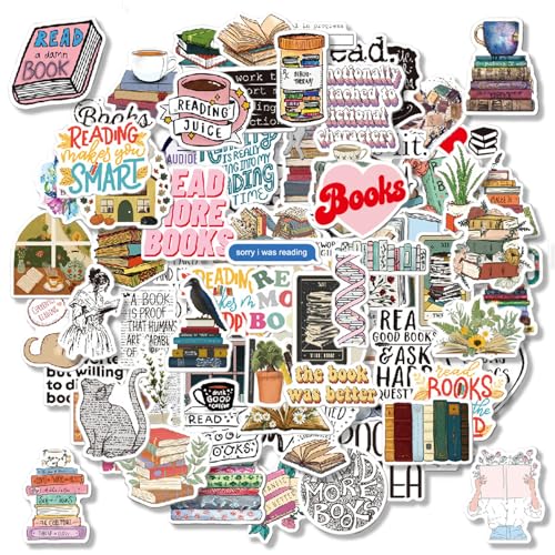 100 Stück Buch Lesen Vintage Aufkleber, Positive Motivational Vinyl Wasserdicht Graffiti Skateboard Scrapbook Laptop Aufkleber für Wasserflasche Laptop Scrapbook Tagebuch Erwachsene Kinder von Ormromra