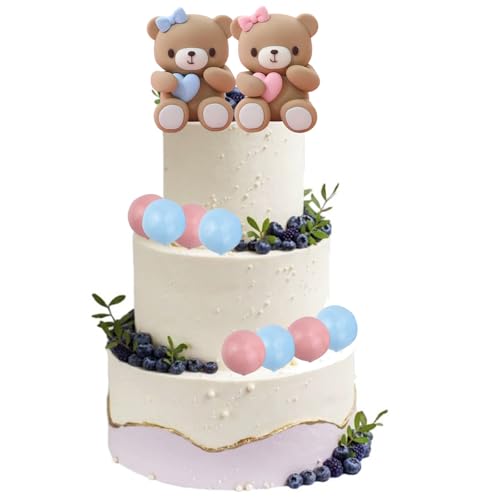 23 Stück Süße Bär Tortendeko Kugeln, Teddybär Kuchen Dekoration, Geburtstag Cake Topper, Geburtstagstorte Deko für Jungen Mädchen, Babyparty, Geburtstag Party von Ormromra