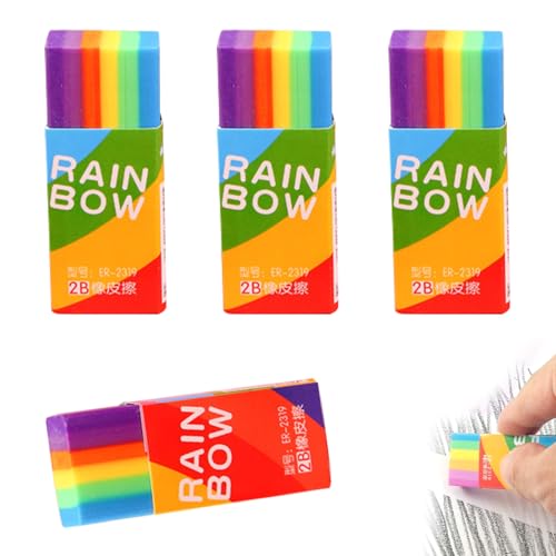 2B Regenbogen Radiergummi, 4 Stück Kinder Radiergummi Set, Radierer Weich Zeichnen Radiergummi für Schulen, Büros, Kinder, Skizzen, Zeichnen von Ormromra