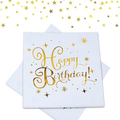 30 Stück Servietten Geburtstag,Gold Servietten Geburtstag Papierservietten Paper Napkins Servietten Geburtstag 33x33cm，Servietten für Junge MädchenParty Deko von Ormromra