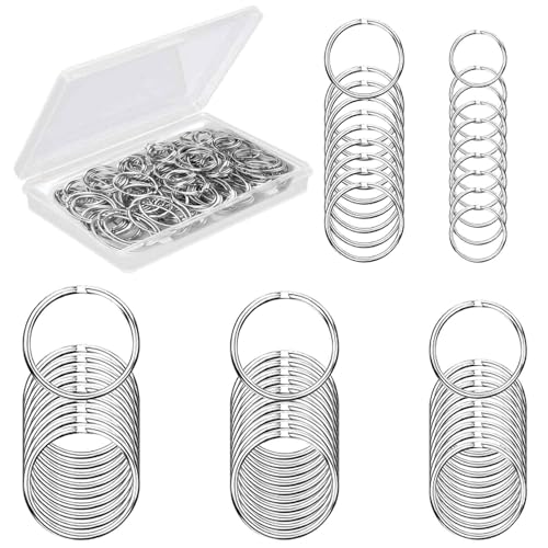 Schlüsselringe Edelstahl, 50 Stück Schlüsselringe, Schlüssel Ringe für DIY Schlüsselanhänger Zubehör, Verbinden Schlüssel, Handwerkliche Produktion(15mm 20mm 25mm 30mm 35mm) von Ormromra