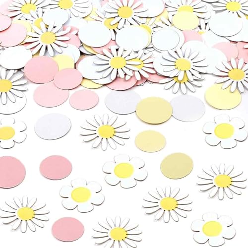 Weiß Gänseblümchen Konfetti Deko, 3cm Rund Mini Harz Gänseblümchen, Konfetti Streudeko Daisy Flower Confetti für Hochzeit Tischdeko Geburtstag, Babyparty von Ormromra