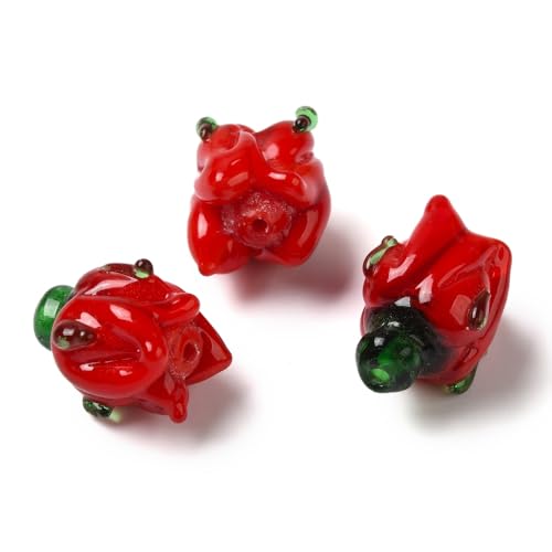 Ornazy 20 Stück Lampwork-Blumen-Perlen, handgefertigte Glasperlen, Glöckchen, Blumen-Abstandshalter, Perlen für DIY-Halsketten, Armbänder, Ohrringe, Schmuckherstellung von Ornazy