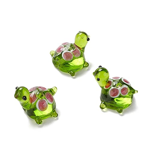 Ornazy 5 Stück Lampwork Meeresschildkrötenperlen, handgefertigte Cartoon-Schildkrötenperlen, Ozean-Tier-Abstandshalter, Perlen für Armbänder, DIY-Schmuckherstellungszubehör von Ornazy