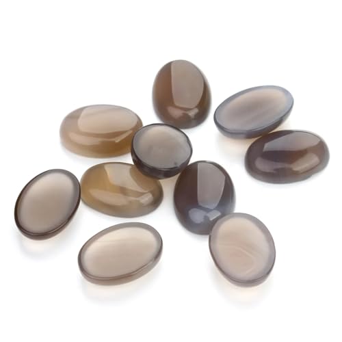 5/10 Stück Naturstein Cabochon Perlen Lose Cameo Perlen mit flacher Rückseite, ovaler Achat, Tigerauge für DIY-Schmuck, Grau, Achat, 10 x 14 mm, 10 Stück 5/10 Stück Naturstein Cabochon Perlen Lose Cameo Perlen mit flacher Rückseite, ovaler Achat, Tigerauge für DIY-Schmuck, Grau, Achat, 10 x 14 mm, 10 Stück von Ornrjfll