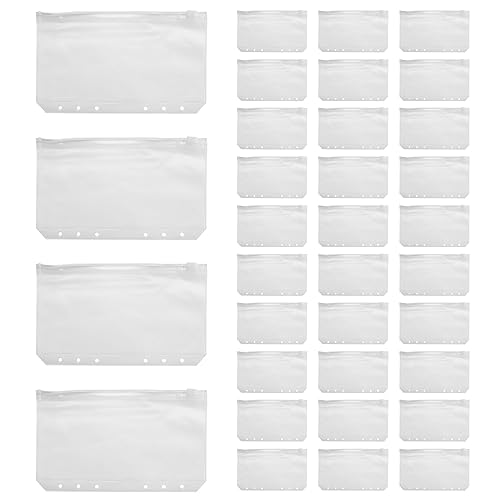 Orolotay 34 PCS Binder A6 GrößE 6 LöCher ReißVerschluss Binder Tasche Ordner Durchsichtige Wasserdichte PVC Loseblattbeutel für 6 RingbüCher von Orolotay