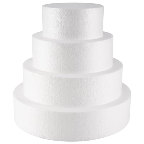 Orolotay 4Er Pack Foam Cake Dummy zum Dekorieren und Hochzeitsdisplay, Skulptur, Modellieren Von DIY-KüNsten, Kinderklasse, Blumen von Orolotay