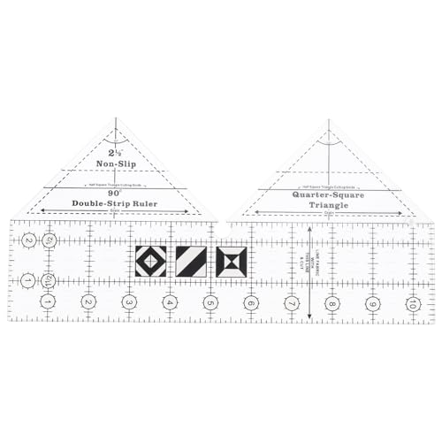 Orolotay 90-Grad-Doppelstreifen-Quiltlineal, 10-Acryl-Quiltdreiecklineale, Rutschfeste Quiltlineale und Schablonen von Orolotay