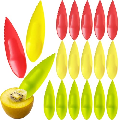 16 Stück Kiwi Kunststoff Löffel, Kiwilöffel Kiwi Messer Plastic Grapefruit Löffel Obst Peeler Cutter Spoon für Kiwis,Passionsfrüchte,Küche Zubehör(Gelb,Grün,Rot) von Orrdiffi