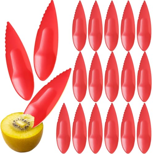 16 Stück Kiwi Kunststoff Löffel,Kiwilöffel Kiwi Messer Plastic Grapefruit Löffel Kiwi Schäler Obst Peeler Cutter Spoon für Kiwis,Passionsfrüchte,Küche Zubehör(Rot) von Orrdiffi