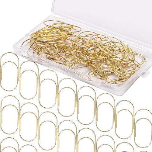 50 Stück Büroklammern Groß mit Box 50 mm Jumbo Büroklammer Gold aus Metall Bürobedarf,Aktenklammern, Lesezeichen Paper Clips für Büro,Schule,Zuhause von Orrdiffi