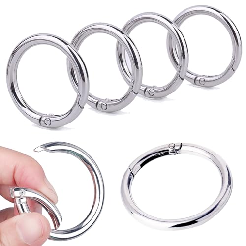 6 Stk Karabiner Rund 40 mm O-Ring Karabinerhaken aus Zinklegierung,SchlüSselanhäNger Ringe,Ring Karabiner,Karabiner SchlüSselring (Silber) von Orrdiffi