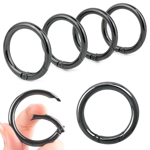 6 Stk Karabiner Rund 40 mm O-Ring Karabinerhaken aus Zinklegierung,SchlüSselanhäNger Ringe,Ring Karabiner,Karabiner SchlüSselring (Schwarz) von Orrdiffi