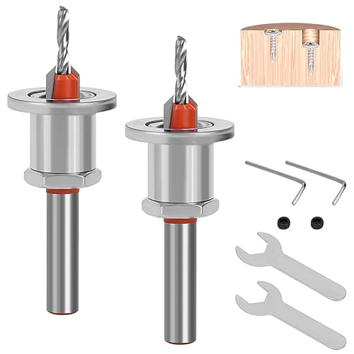 Orssmigs 2tlg 8mm Bohrsenker 90° Senkbohrer Holz Set Bohrer mit Senker, Holzbohrer mit Senker und Box, Sechskant Schaft Bohrer, für Holzbearbeitung, Kunststoff, mit Sechskantschlüssel und Schraube von Orssmigs