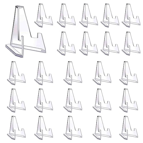 Orssmigs 30Pcs Acryl Kartenständer Münzständer Transparenter Mini Staffeleien Tellerständer Acryl Kunststoff Münzen Aufsteller Ständer für Anzeigen Karten, Medaillen, Bildern, Taschenuhren,32*58*8mm von Orssmigs