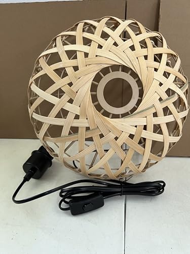 Osasy Boho Lampenschirm Pendelleuchte, ohne Glühbirne, Hängelampe mit hohl geschnitztem Bambusschirm, DIY einzigartiges Design mit Plug in Kabel von Osasy