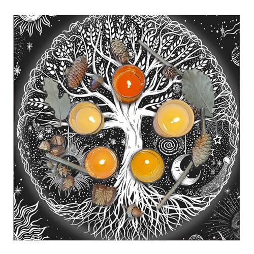 Osdhezcn Altartuch Tarotmatte Tischtuch Quadratisches Alter Spirituelles Alter Tuch Lebensbaum 50 X 50 Cm/75 X 75 cm Altartuch Lebensbaum von Osdhezcn