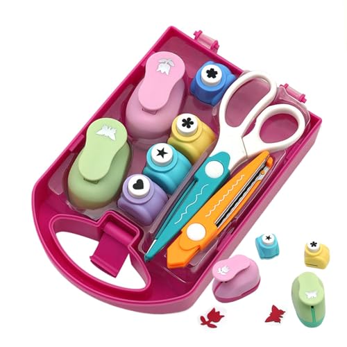 Kinder Stanzer Bastelset | Locher Bastelset Spielzeug | Motivlocher Zum Basteln,Blumen Und Stern Und Herz Lochstanzer, Motivstanzer Papierstanzer Set, Ausstanzer Set von Oseczmut