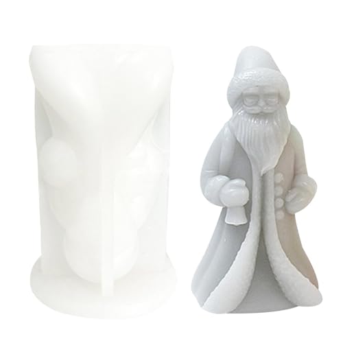 Oseczmut 3D-Weihnachtsmann-Silikonform,Weihnachtsmann-Silikonform | 3D-Weihnachtsmann-Kerzenform, antihaftbeschichtete Silikonform,Handgefertigte Weihnachtsornamente-Harzform mit Rucksack für Seife von Oseczmut