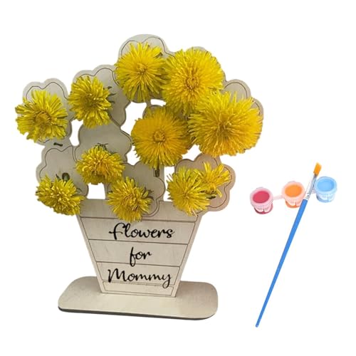 Oseczmut Blumen aus Holz, Basteln mit Blumen zum Muttertag | Holzblumen-Ornament-Topfpflanzen-Set | Bastelarbeiten zum Muttertag, Blumenstrauß, Holzornament, Spaß, Desktop-Ornamente von Oseczmut