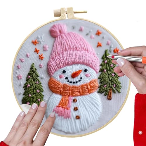 Oseczmut Weihnachts-Sticksets für Erwachsene, Weihnachts-Stickset, Nähmuster Handstickerei Ornament, Dekoratives Stick-Übungsset, Nadelspitzen-Reifen für Schlafzimmer und Wohnzimmer von Oseczmut