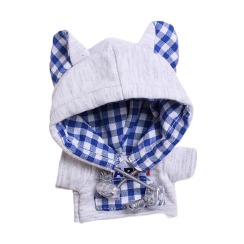 Oshhni 15cm 17cm Plüsch Puppe Kleidung Kuscheltiere Zubehör Puppe mit Kapuze Sweatshirt Cartoon, Grau von Oshhni