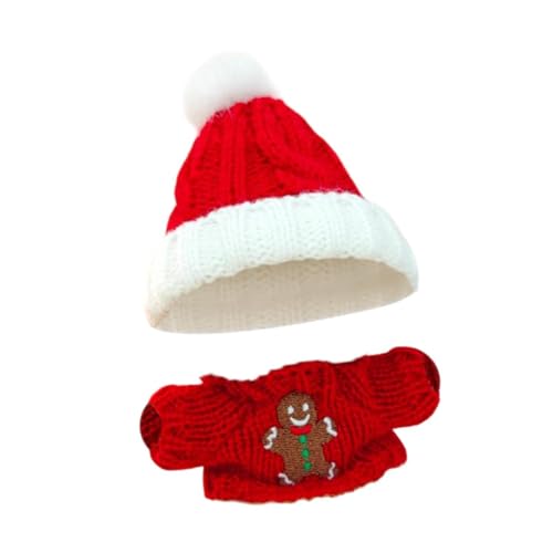 Oshhni 15cm-17cm Plüsch Puppe Kleidung Puppe Outifit Lebkuchen Mann Pullover mit Santa Hut Cartoon von Oshhni