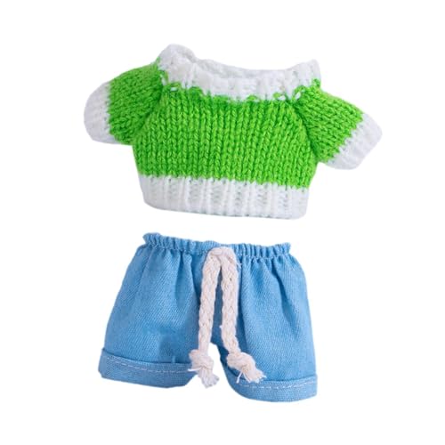 Oshhni 15cm Modepuppenkleidung Puppenanziehspielzeug Fuzzy-Pullover und Hose Gestrickte Kleidung Accessoire Mädchen Geschenk Anhänger Puppe, GrÜn von Oshhni