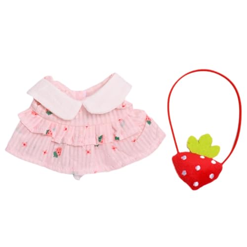 Oshhni 2-teiliges Modepuppen-Kleid und Tasche, Outfits, Kostüm, handgefertigte Kleidung für 15–20 cm große Puppen, Rosa von Oshhni