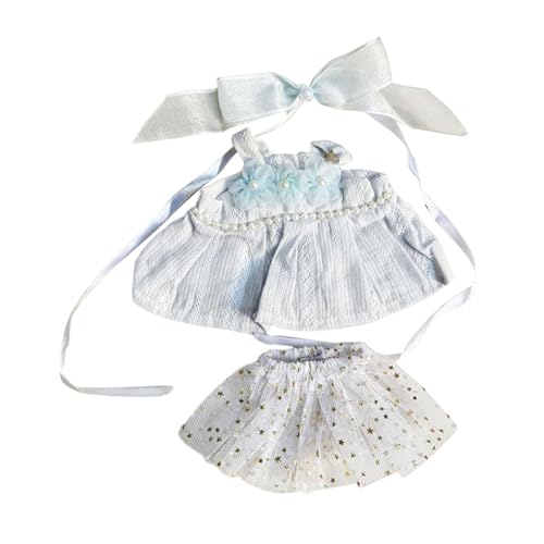 Oshhni 20cm Plüsch Puppe Kleid Kleidung Puppe Outfit Gaze Rock Foto Requisiten Miniatur Kleidung, Blau von Oshhni