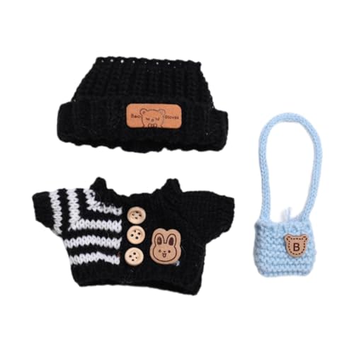 Oshhni 3 Stück Puppenpullover und Huttasche, handgefertigte Kleidung, Zubehör, Miniatur-Kleidung, Outfits für 15–17 cm große Puppen von Oshhni