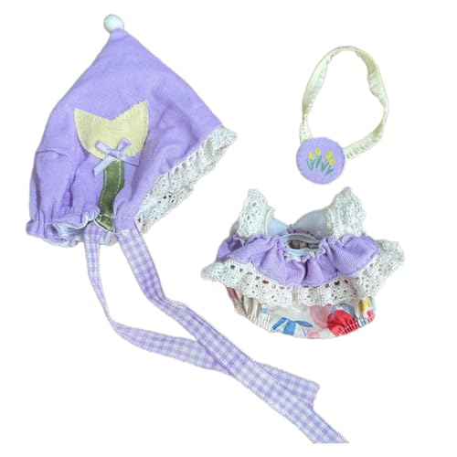 Oshhni 3 Teiliges Feenkostüm für Puppen mit Accessoires, Handgefertigte Kleidung für 15 cm Große Puppen, Geschenkideen, violett von Oshhni